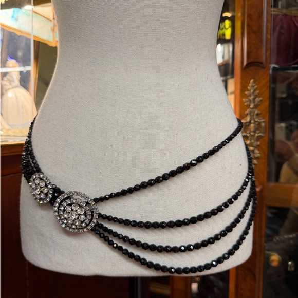 St. John Black Beads Multi-Strand Chain Belt with Decorative Buckle main image 6